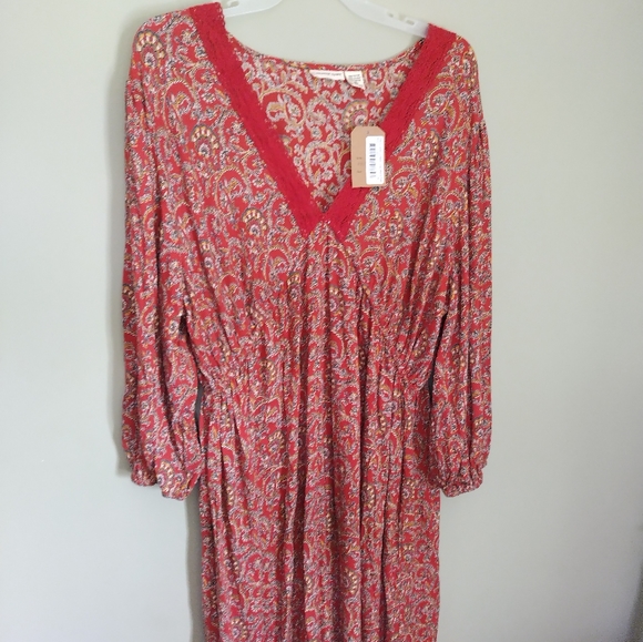 Rust Orange Romantic Gypsy Long Sleeve Bohemian Maxi Dress Sz 3X - Picture 10 of 10